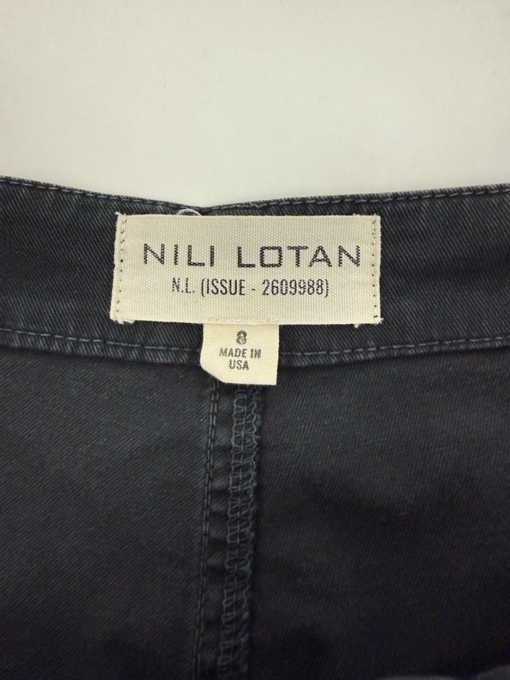 Nili Lotan Jenna Cotton Pants Carbon Grey Washed Black Raw Hem - Picture 15 of 16